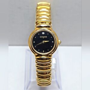 Womens Vintage Wittnauer Black Diamond Gold Bracelet Watch CSW8225 New Battery